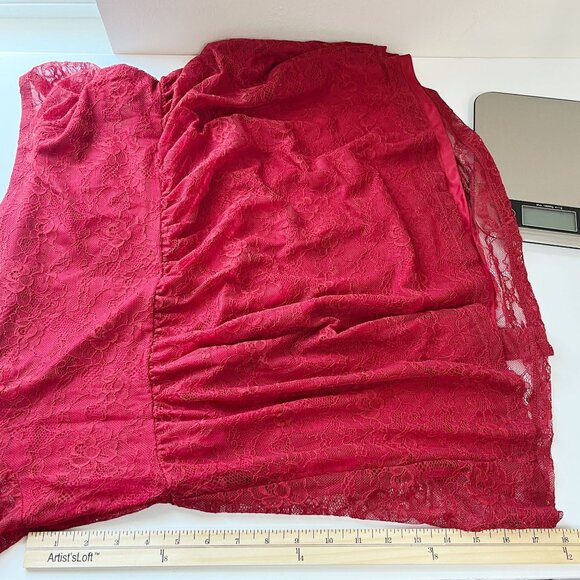 Torrid Red Lace Off the Shoulder Peplum Top Bell Sleeve - Size 2X - Picture 7 of 8